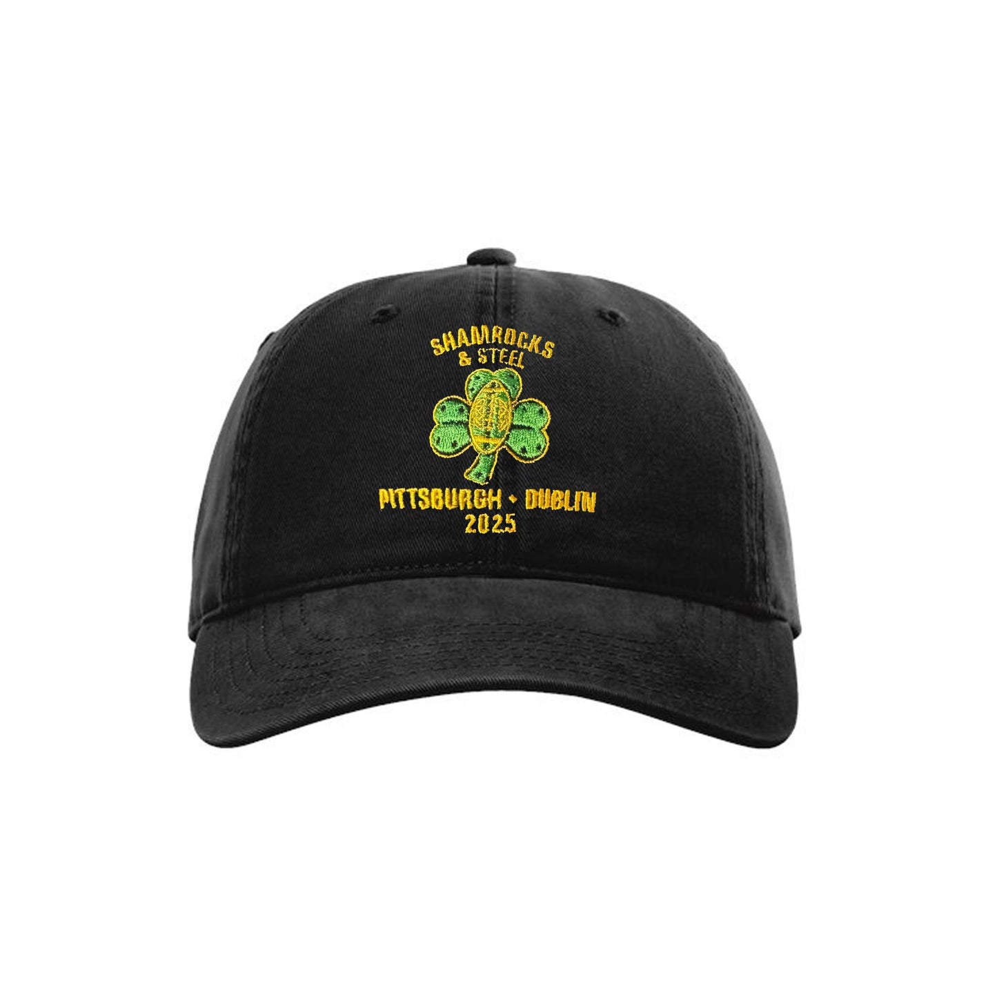 Shamrocks & Steel Black Adjustable Hat
