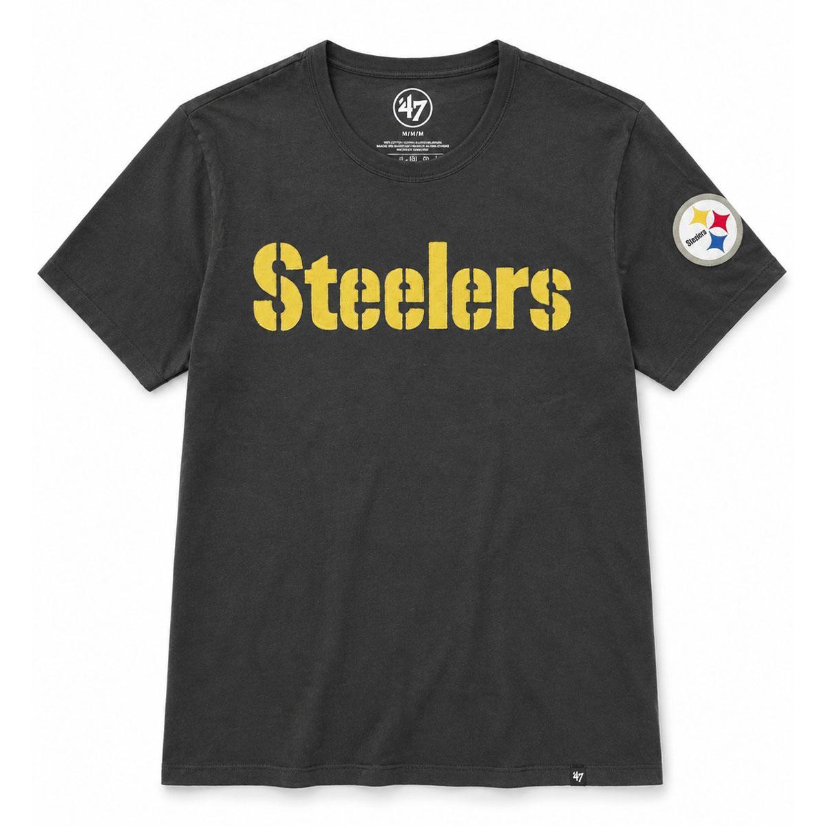 Pittsburgh Steelers Flint Black Appliqué Tee
