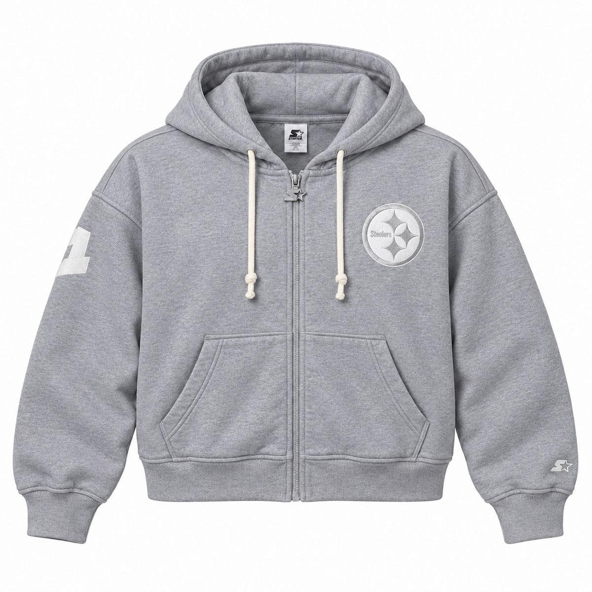 Pittsburgh Steelers Women's Tonal Grey Full Zip Starter Hoodie