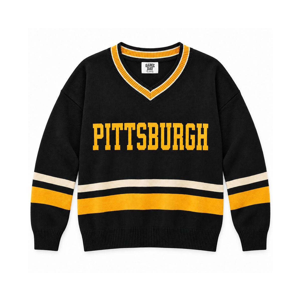 PITTSBURGH Knit Pullover V-Neck Sweater