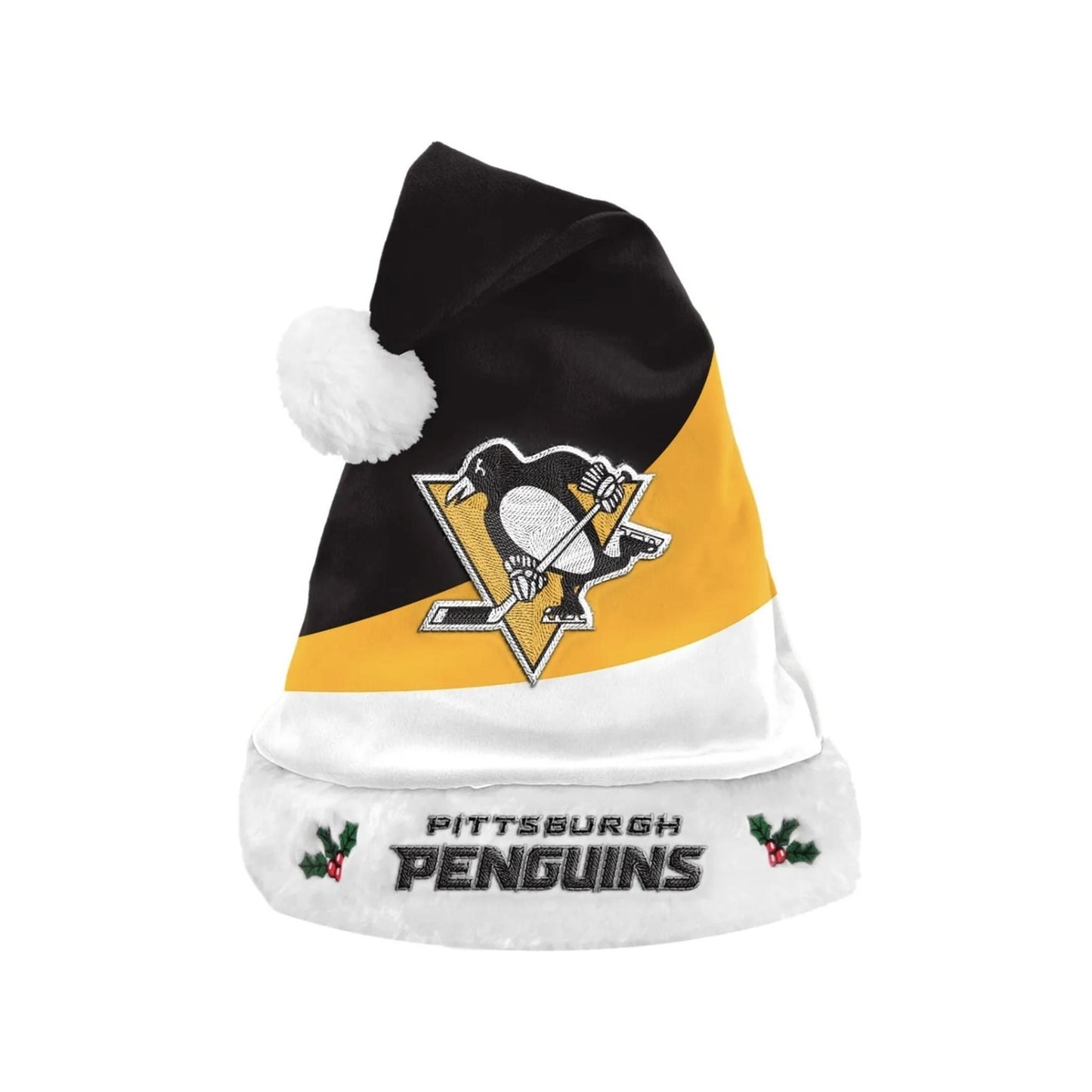 Pittsburgh Penguins Holly Color Block Santa Hat