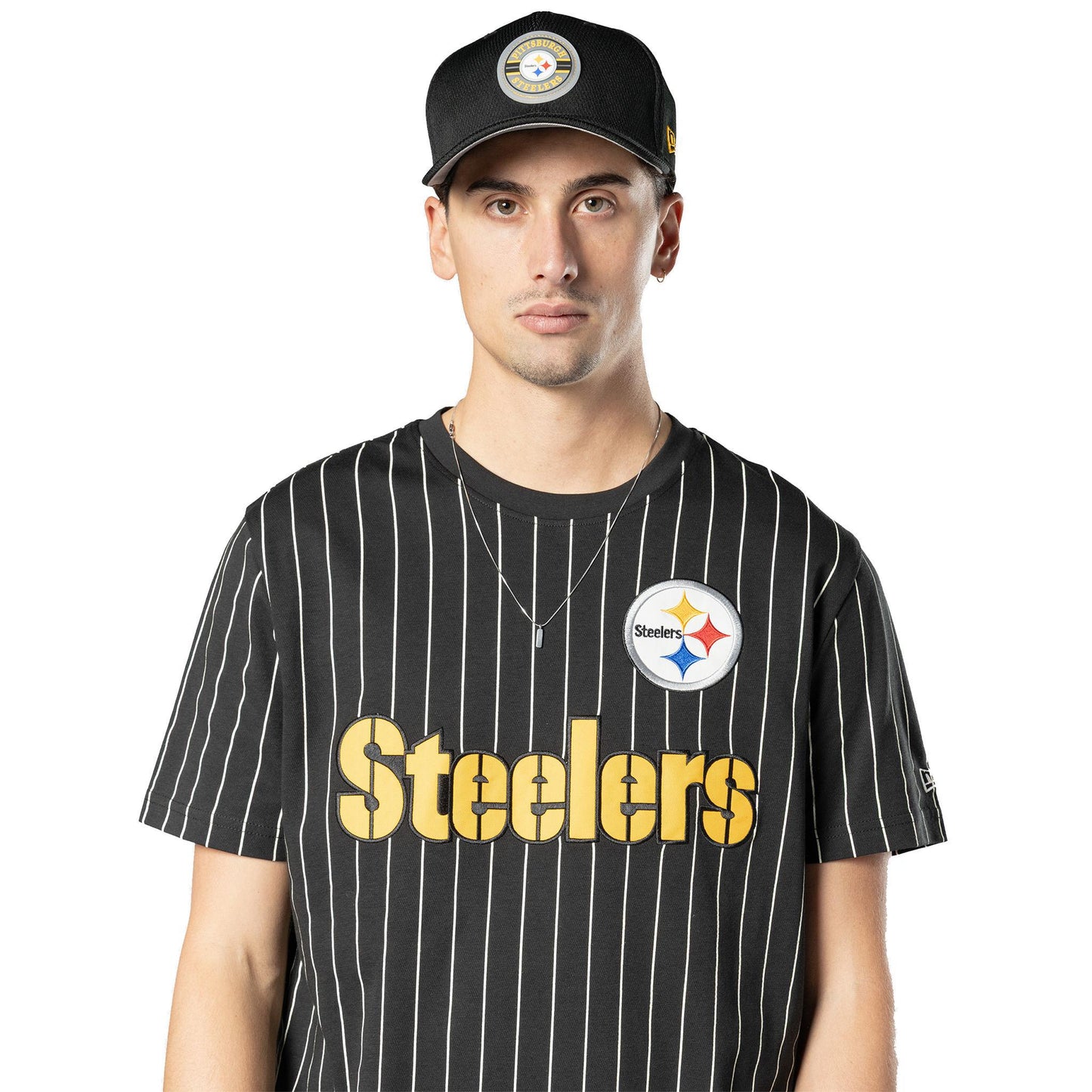 Pittsburgh Steelers Men's Pinstripe Twill Wordmark Tee