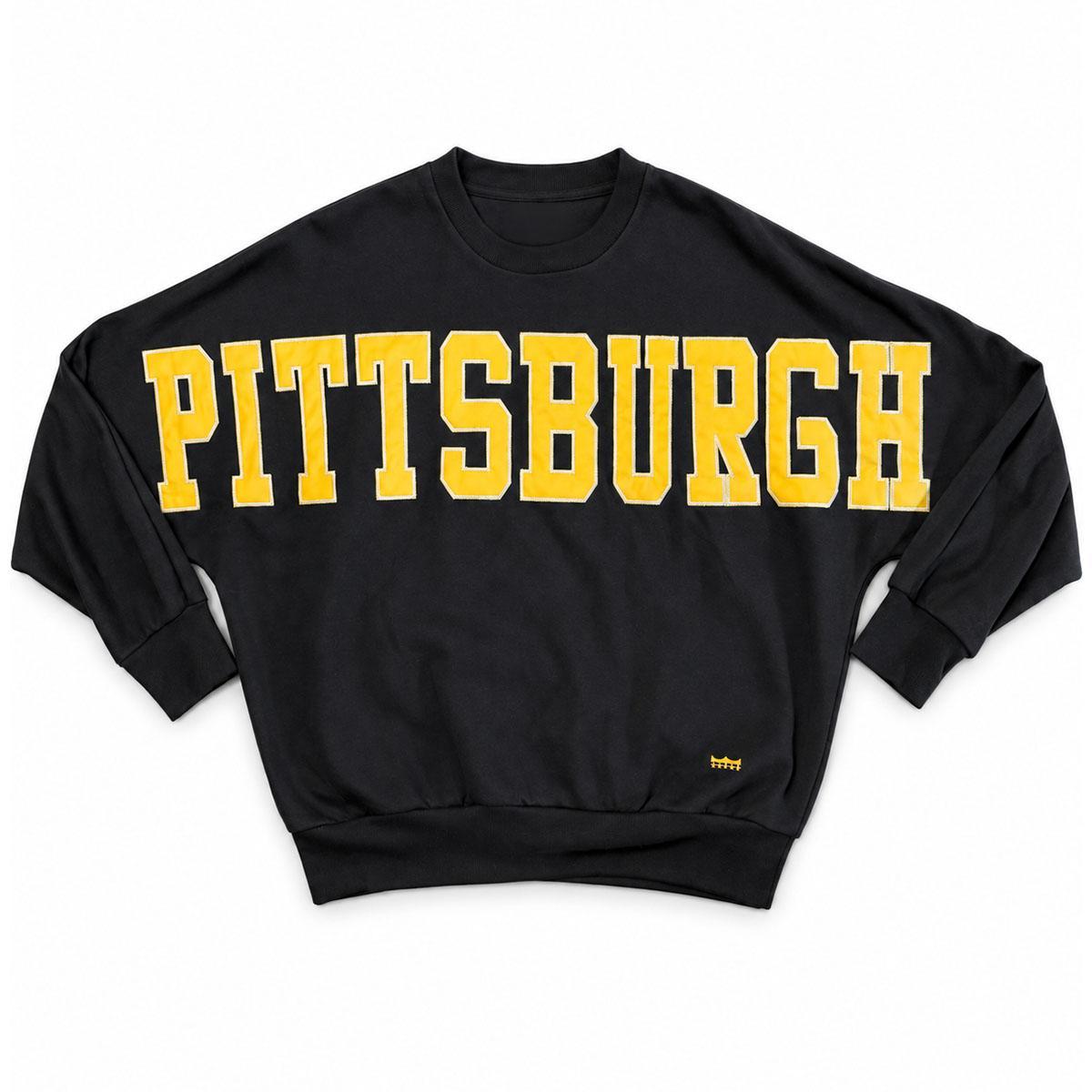 PITTSBURGH Black Oversized Pullover Sweatshirt