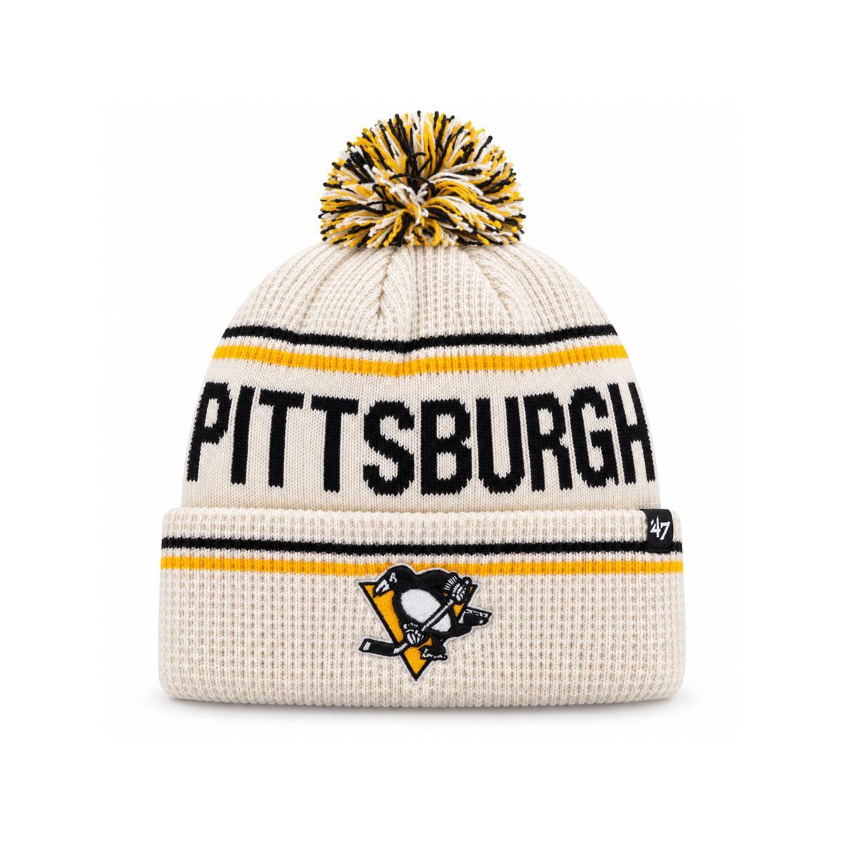 Pittsburgh Penguins Waffle '47 Cream Pom Beanie