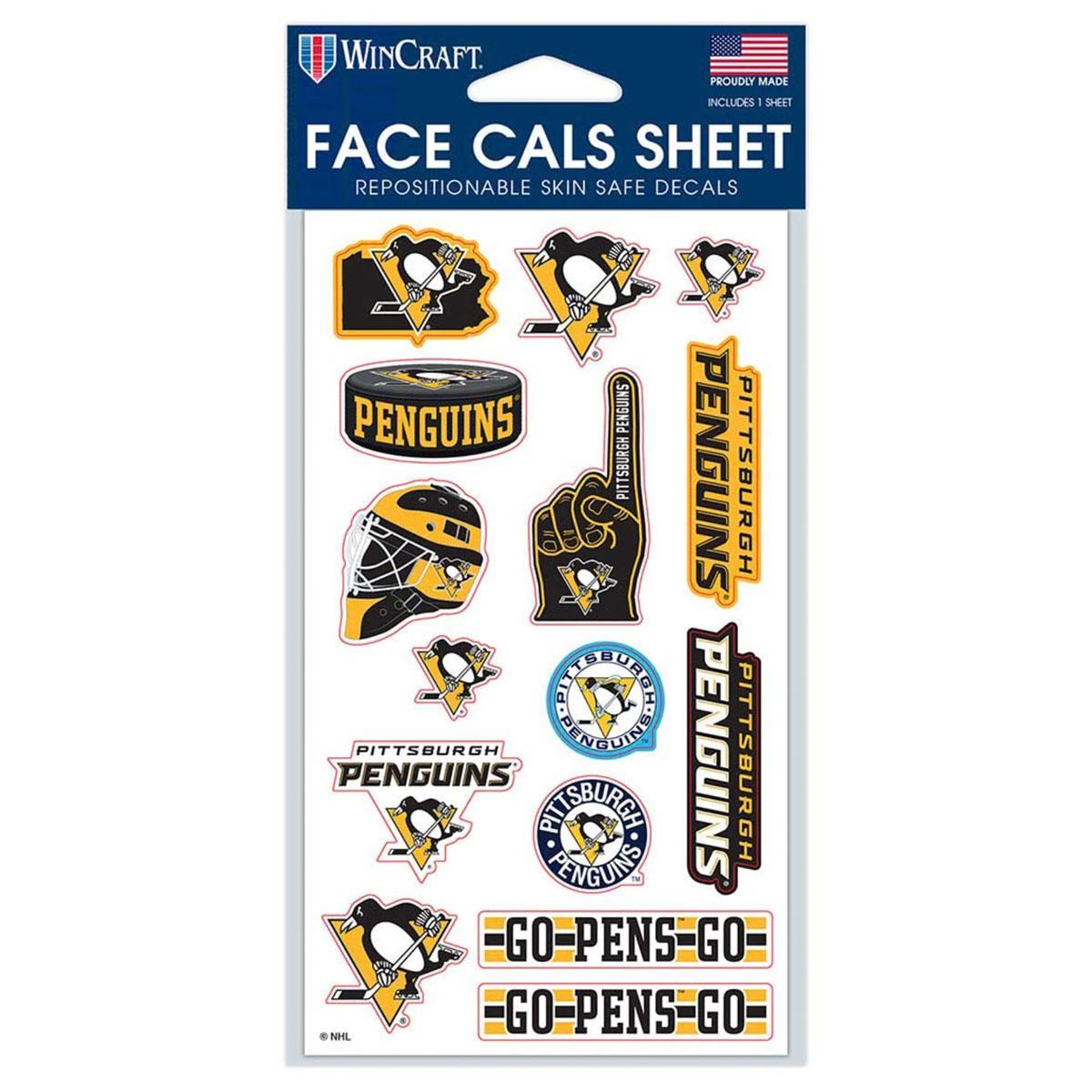Pittsburgh Penguins 4x7 Face Tattoo Sheet