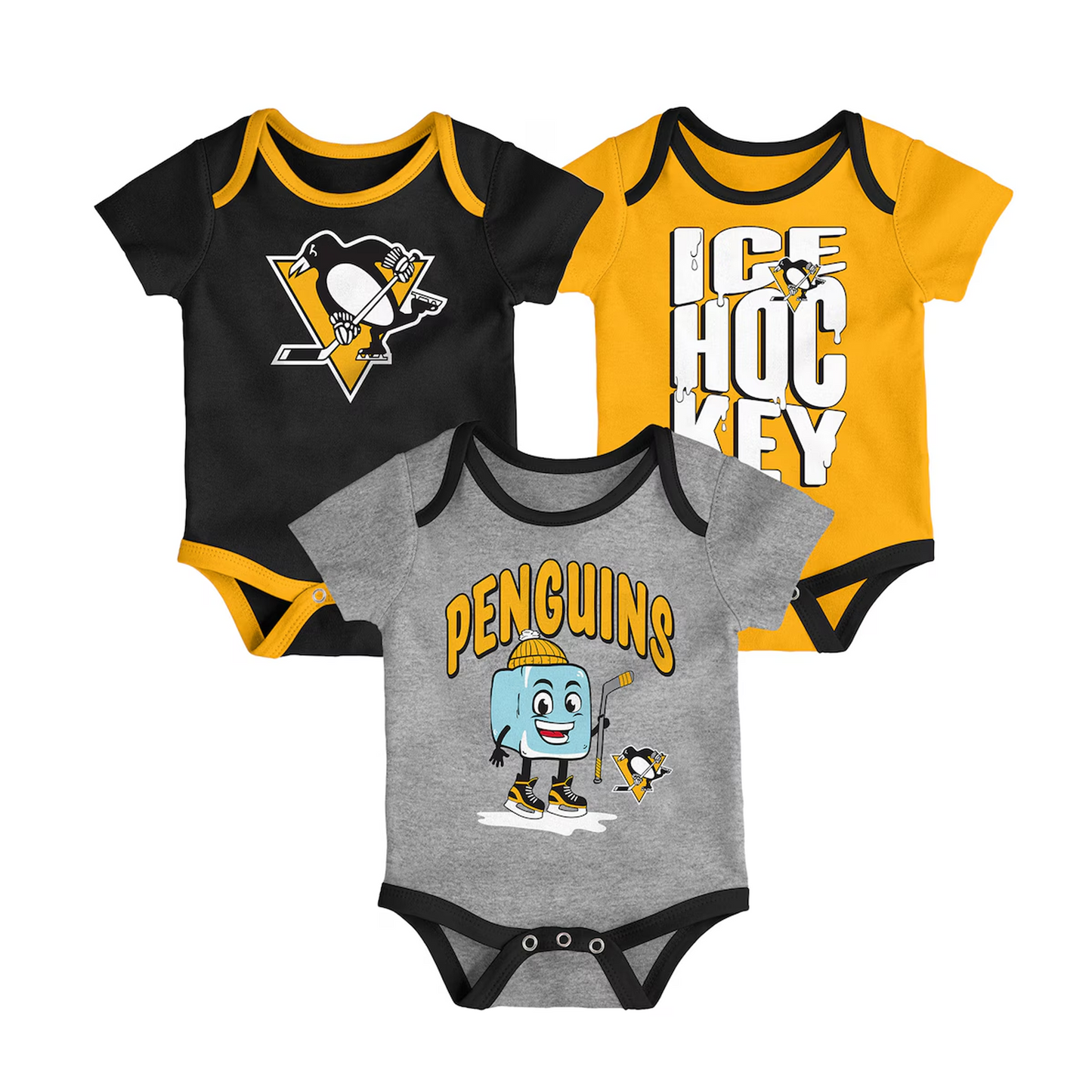 Pittsburgh Penguins Infant & Newborn Triple Header Three-Piece Bodysuit Set