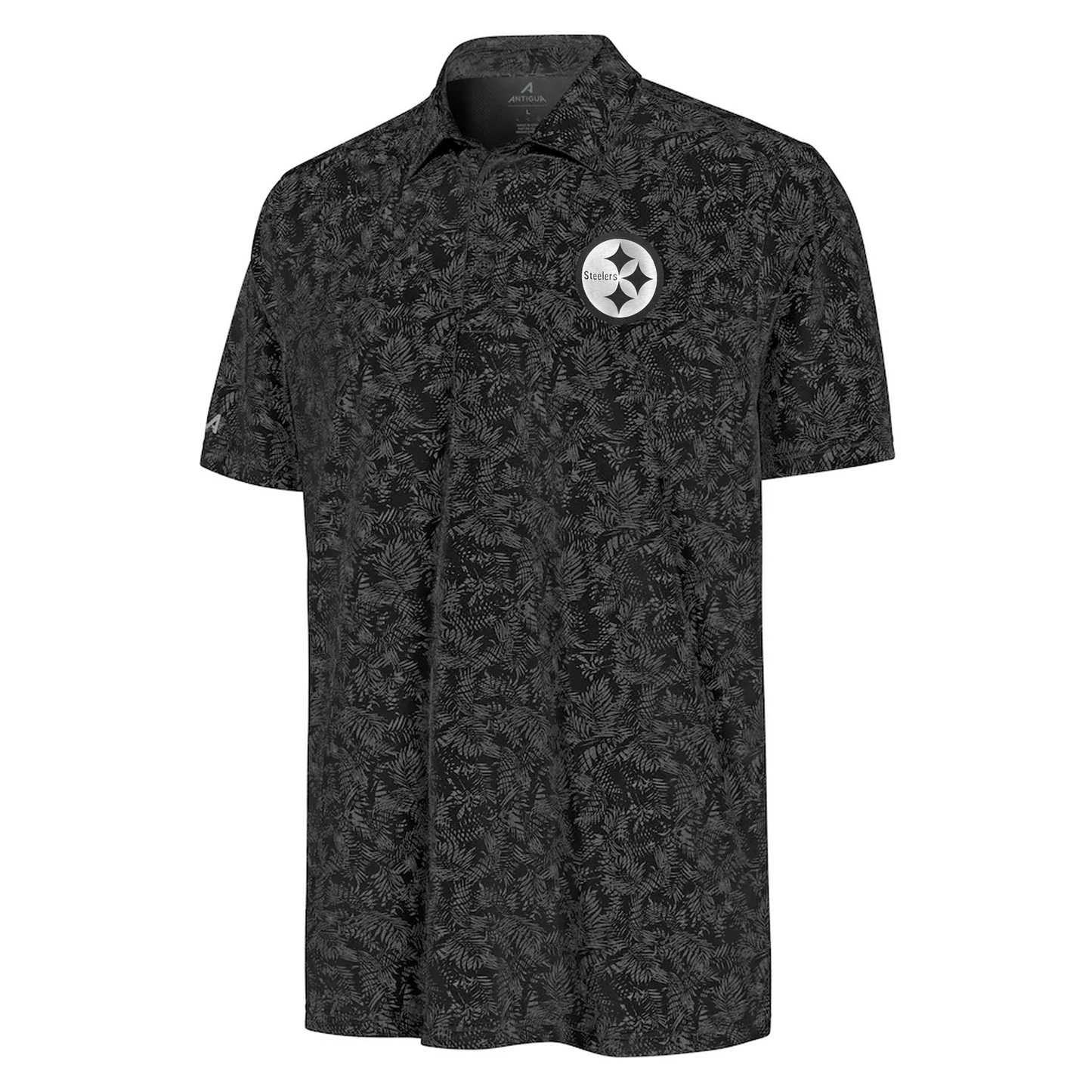 Pittsburgh Steelers Antigua Black Lush Polo
