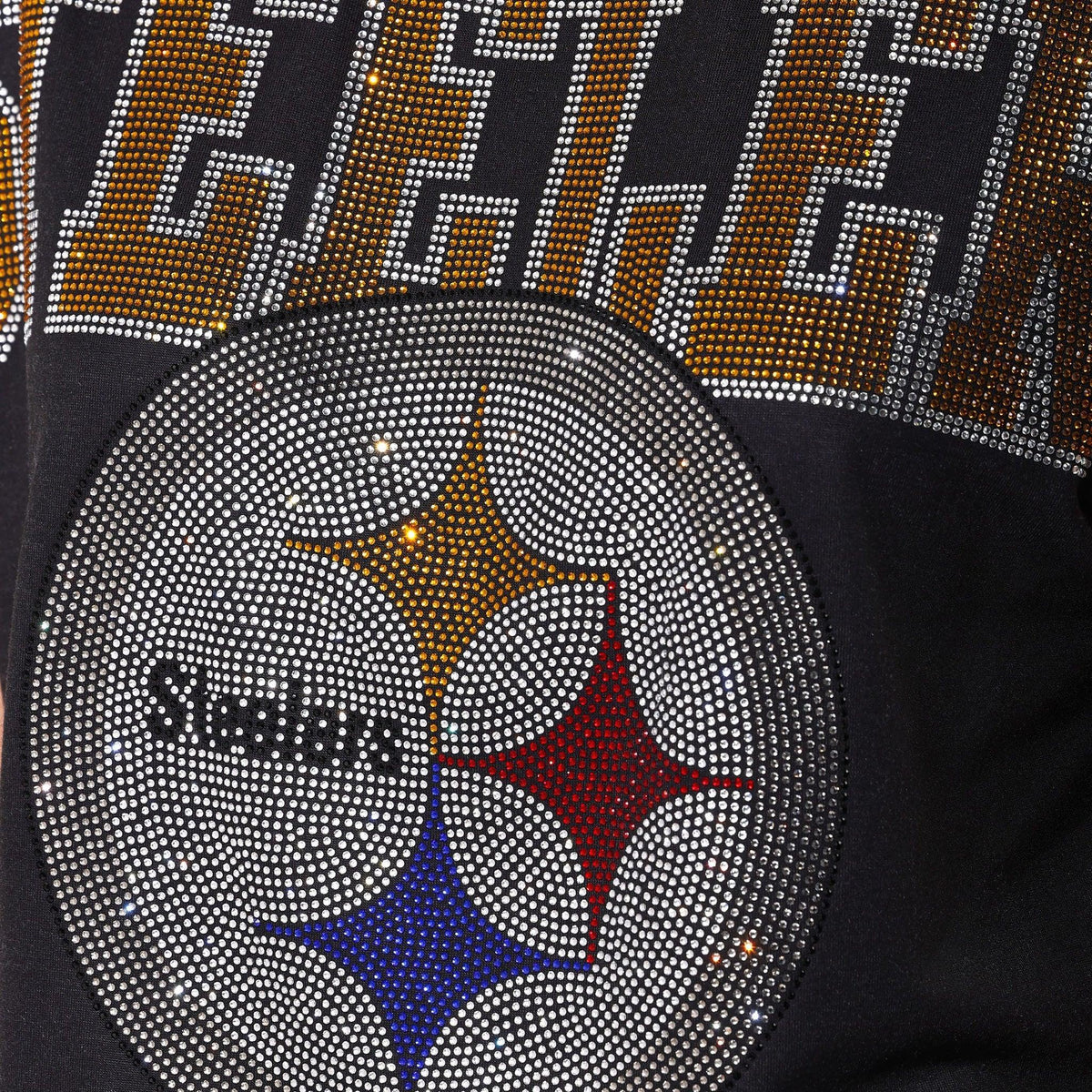 Pittsburgh Steelers Big Wordmark Rhinestone Crop Top