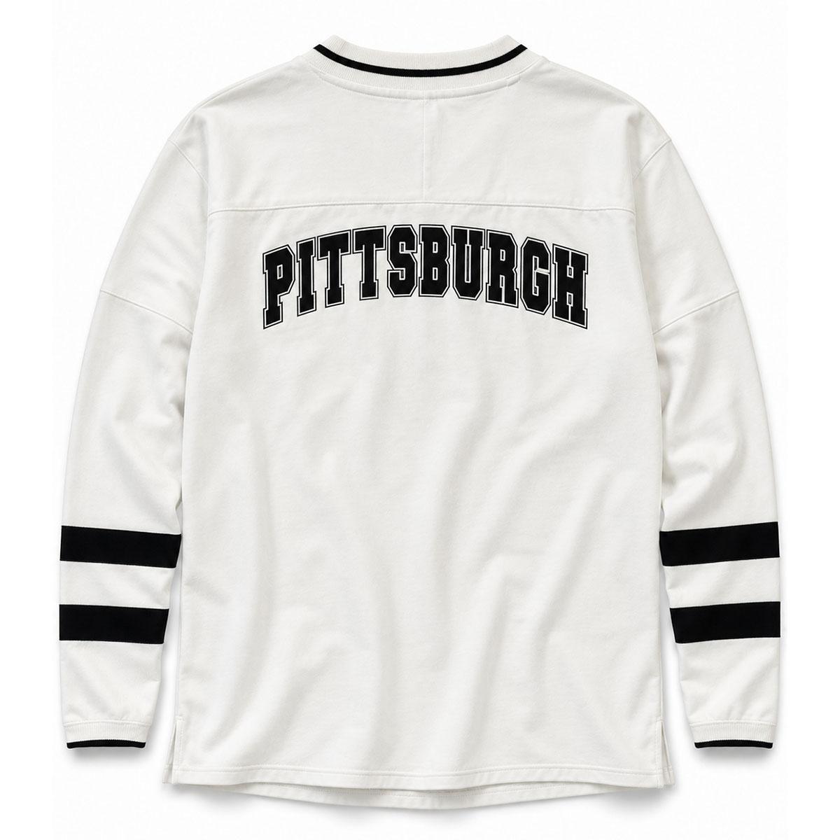 Pittsburgh Penguins Women's Starter White Line Up Long Sleeve V-Neck Tee