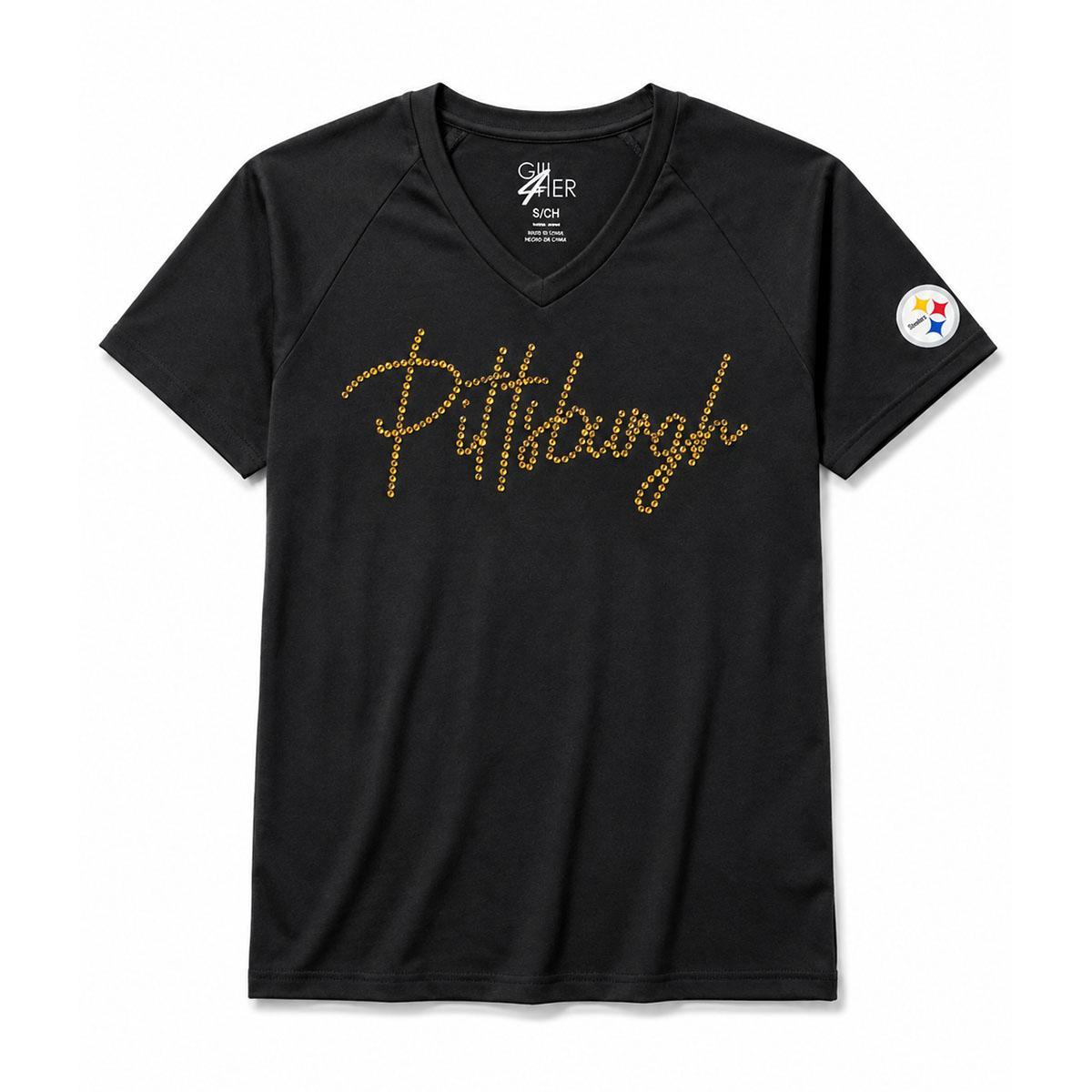Pittsburgh Steelers Women's Sequin Script Top