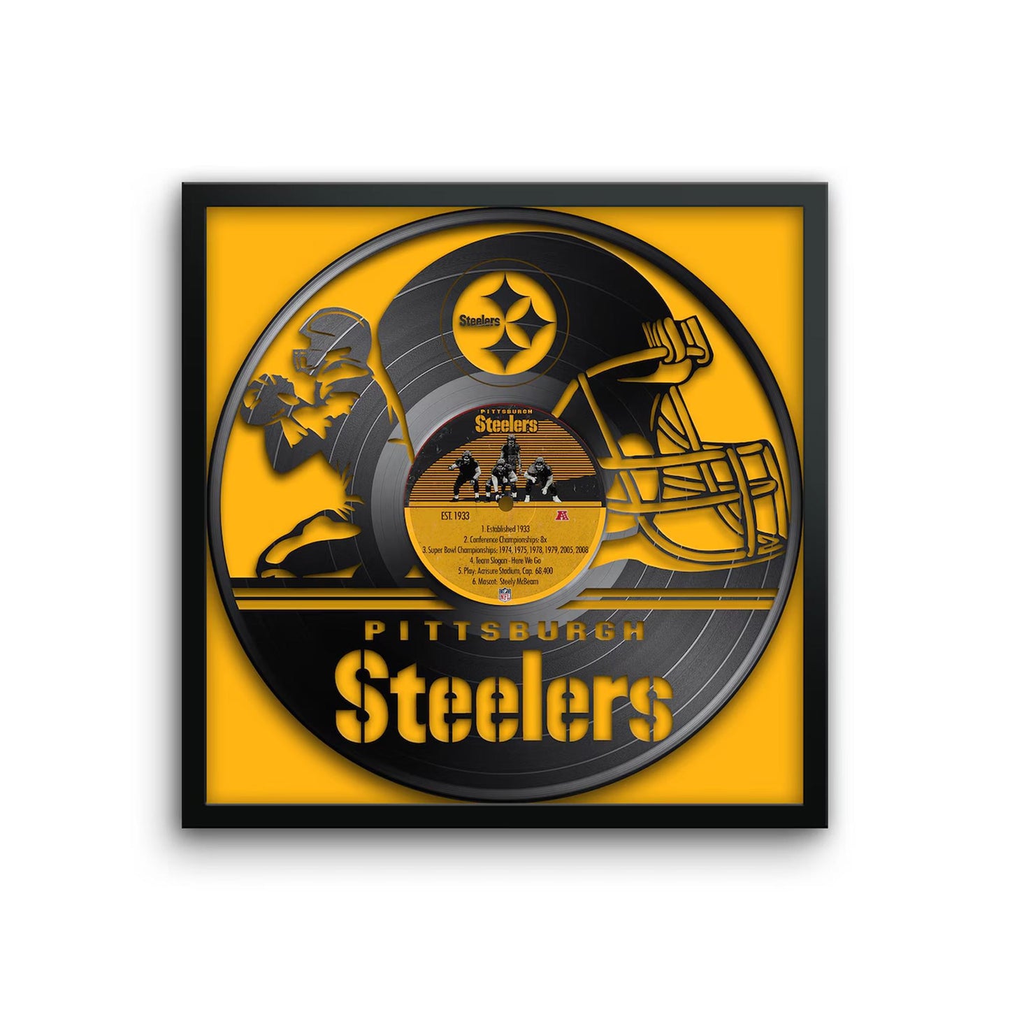 Pittsburgh Steelers Framed 13" x 13" Vinyl Record Art Print