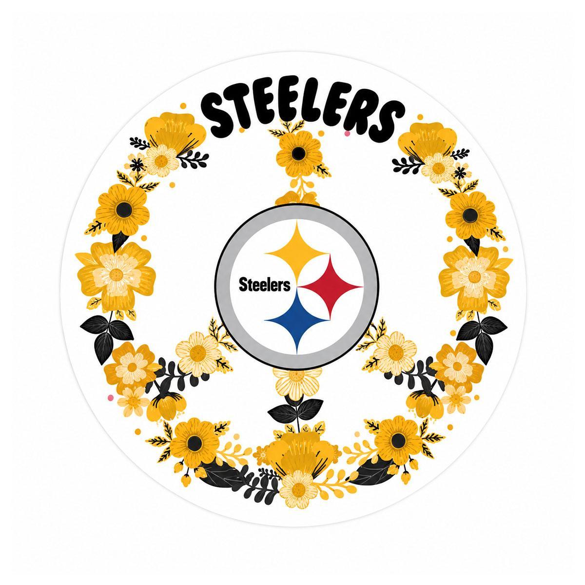 Pittsburgh Steelers Peace Flower 3" Sticker