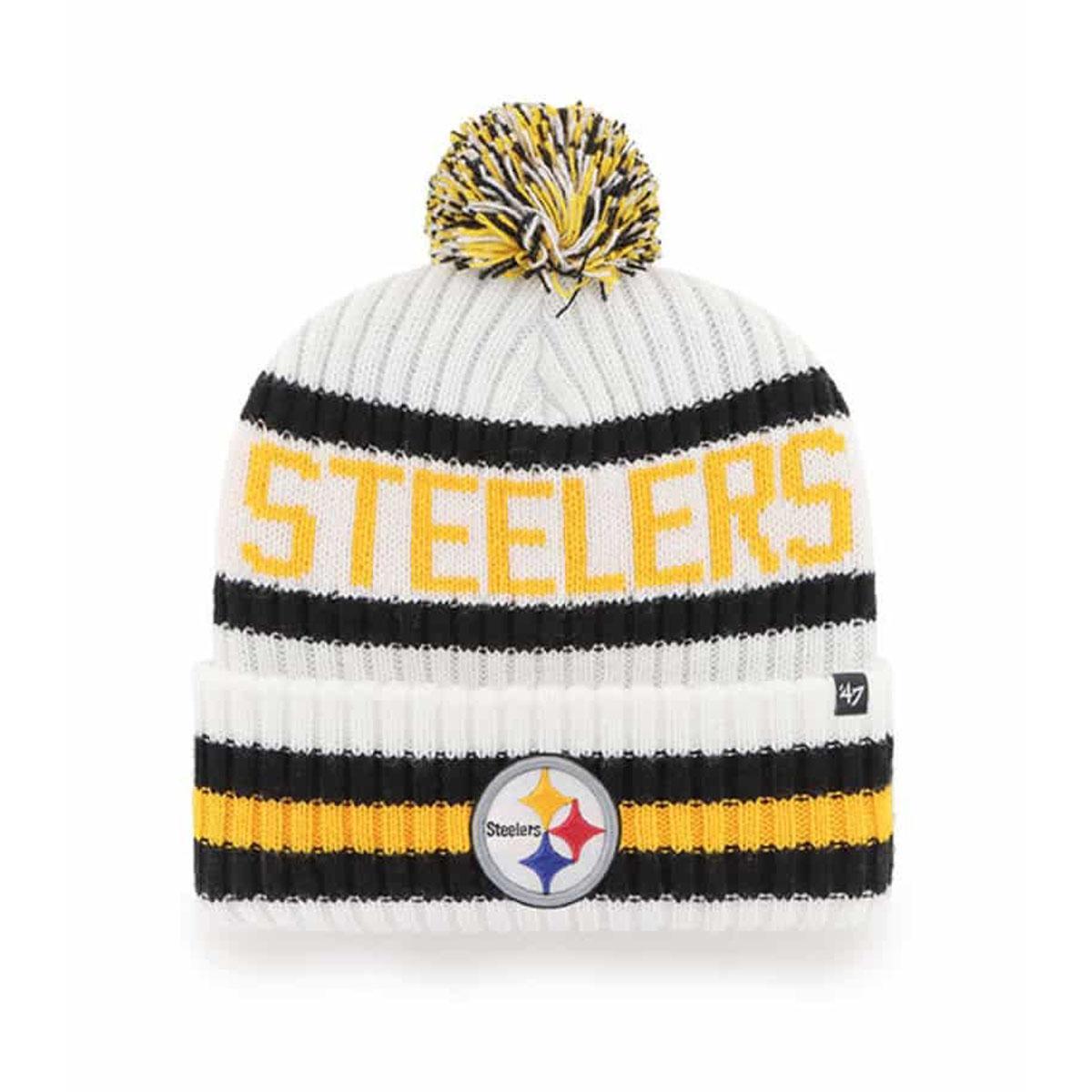Pittsburgh Steelers '47 Brand White Bering Cuff Knit Hat