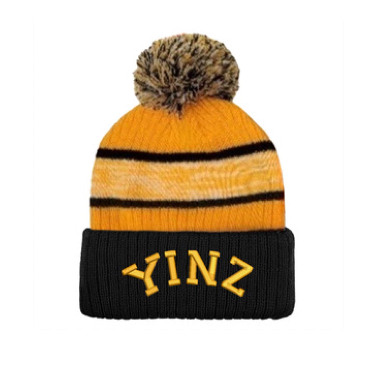YINZ Black Stripe Pom Beanie
