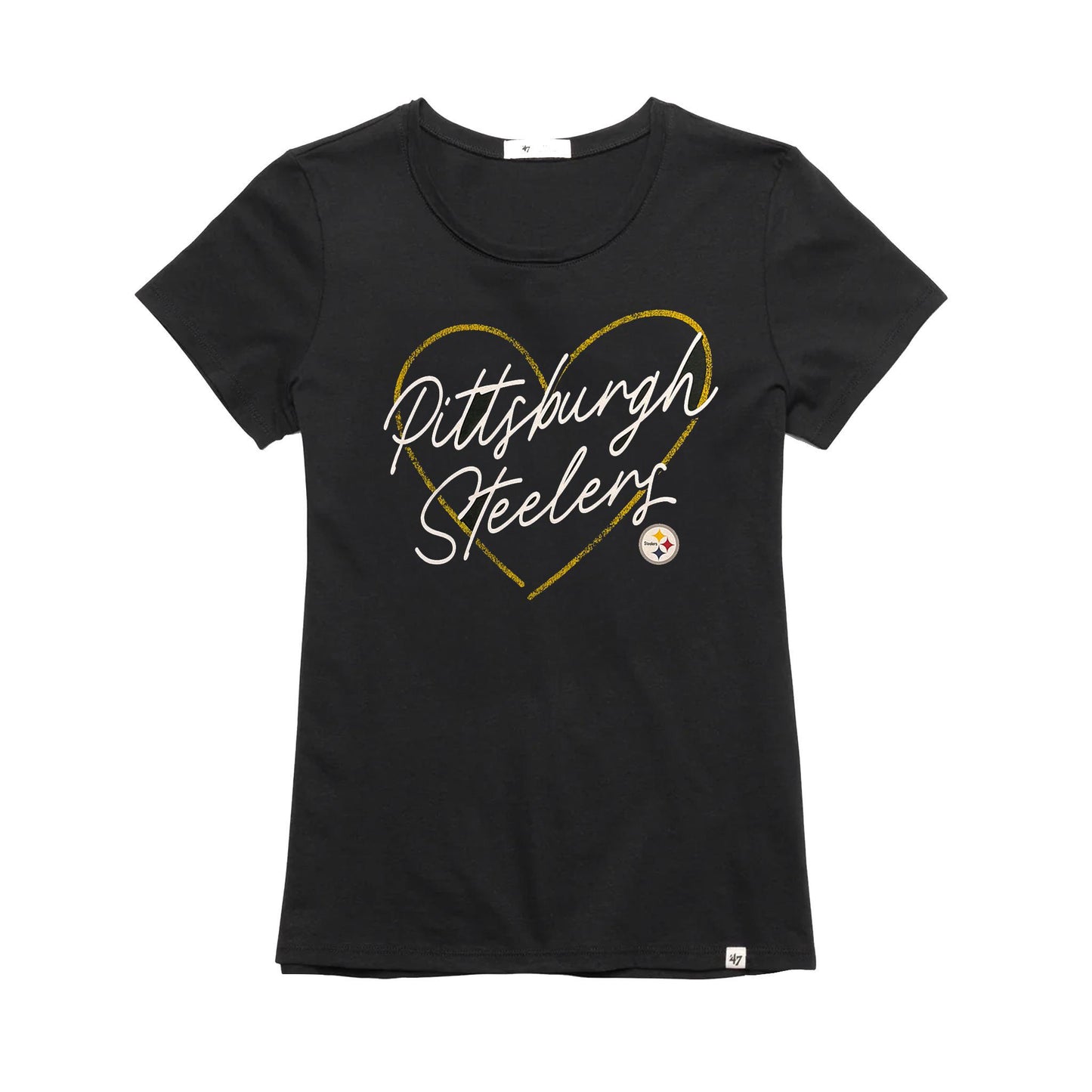 Pittsburgh Steelers Script Heart Women's '47 Tee