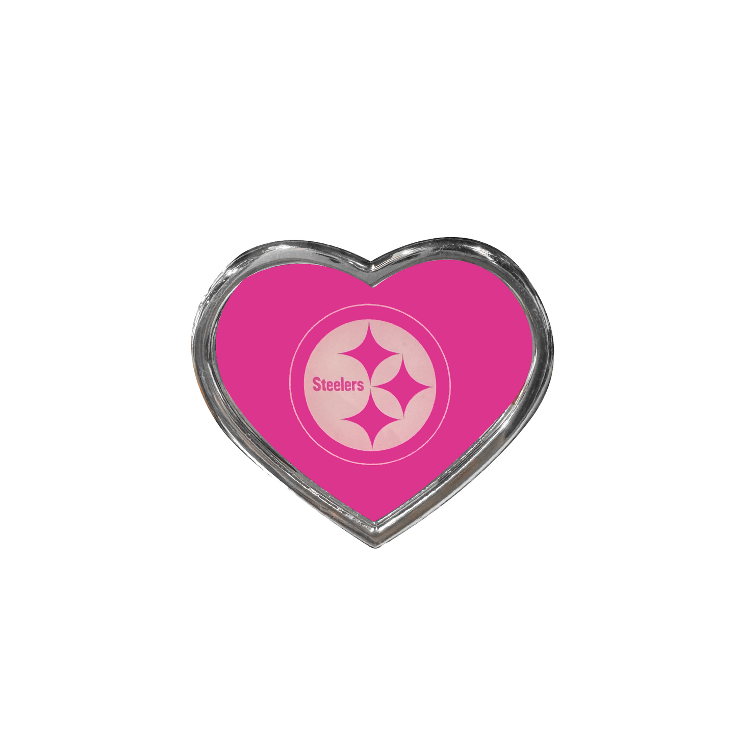 Pittsburgh Steelers Pink Heart Chrome Car Emblem