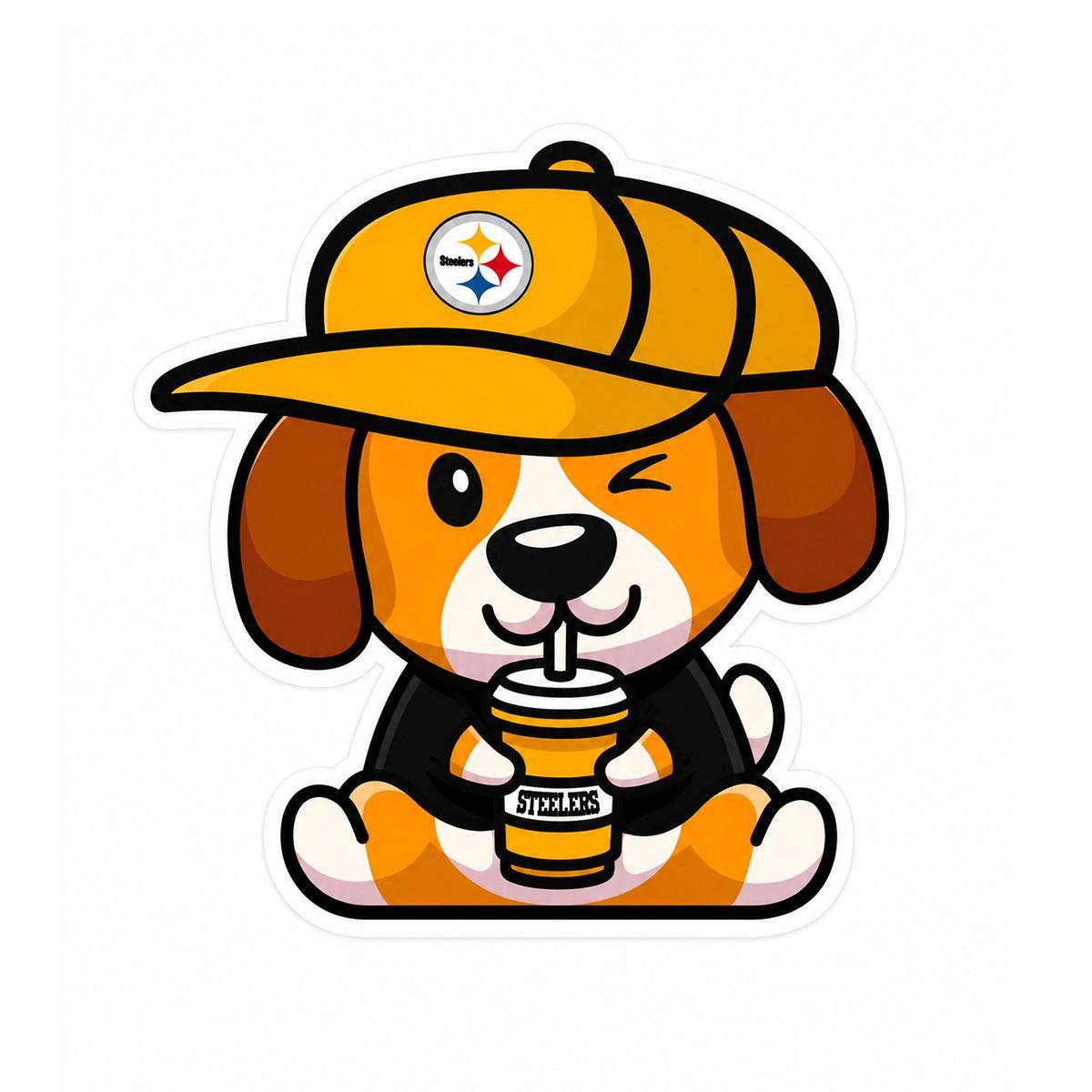 Pittsburgh Steelers Sippy Dog 3" Sticker