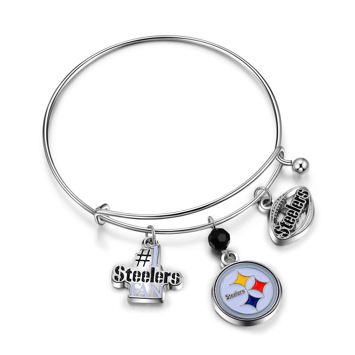 Pittsburgh Steelers 3 Charm Bracelet