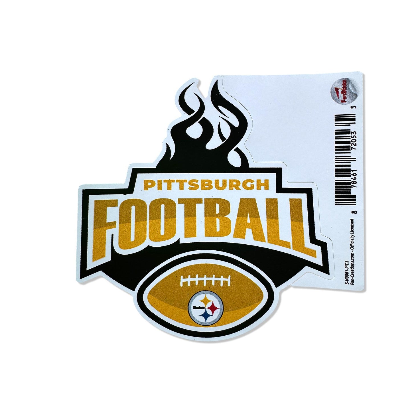 Pittsburgh Steelers 3" Flaming Football Sticker
