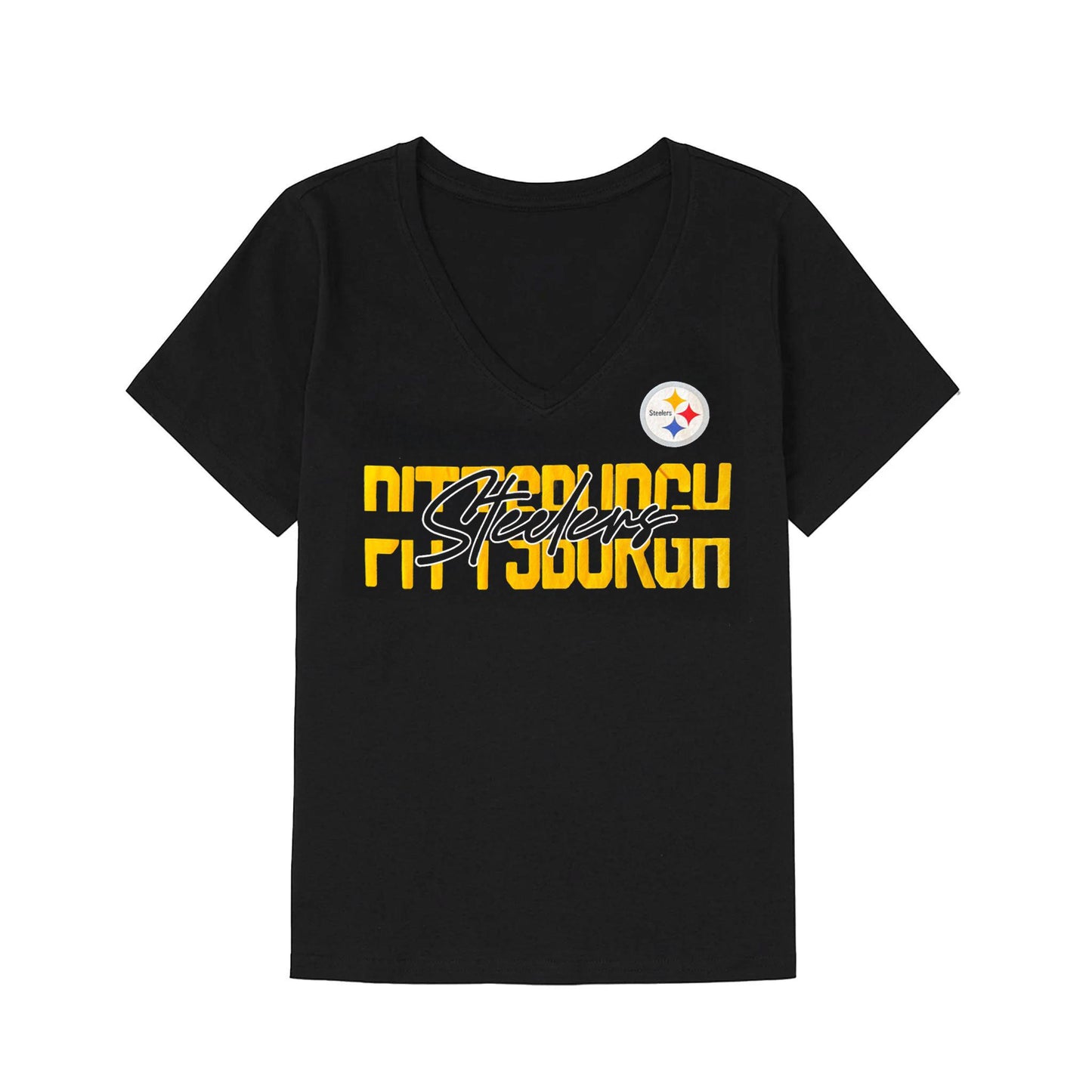 Pittsburgh Steelers Women's V-Neck Script Tee