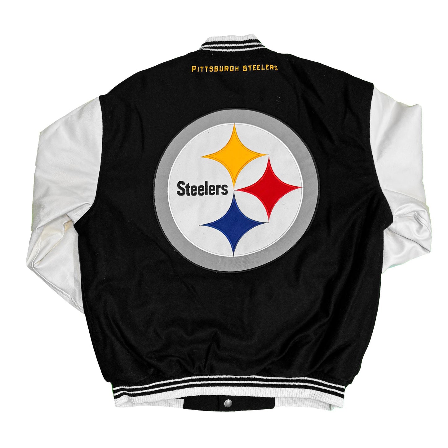 Pittsburgh Steelers JH Design Reversible Fleece Full-Snap Jacket with Faux Leather Sleeves
