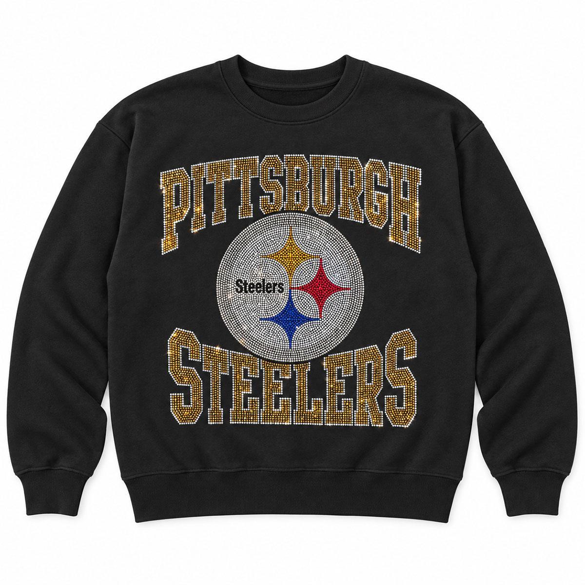 Pittsburgh Steelers Women's Thematic Rhinestone Oversized Crew Sweatshirt