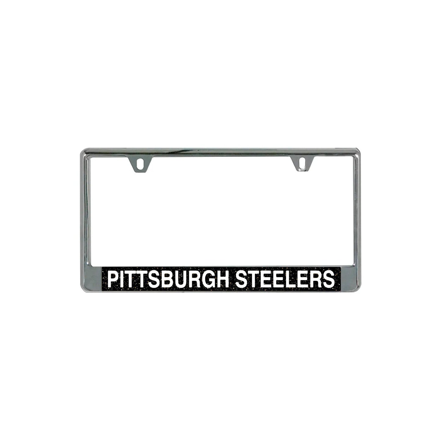 Pittsburgh Steelers Black Glitter Background License Plate Frame