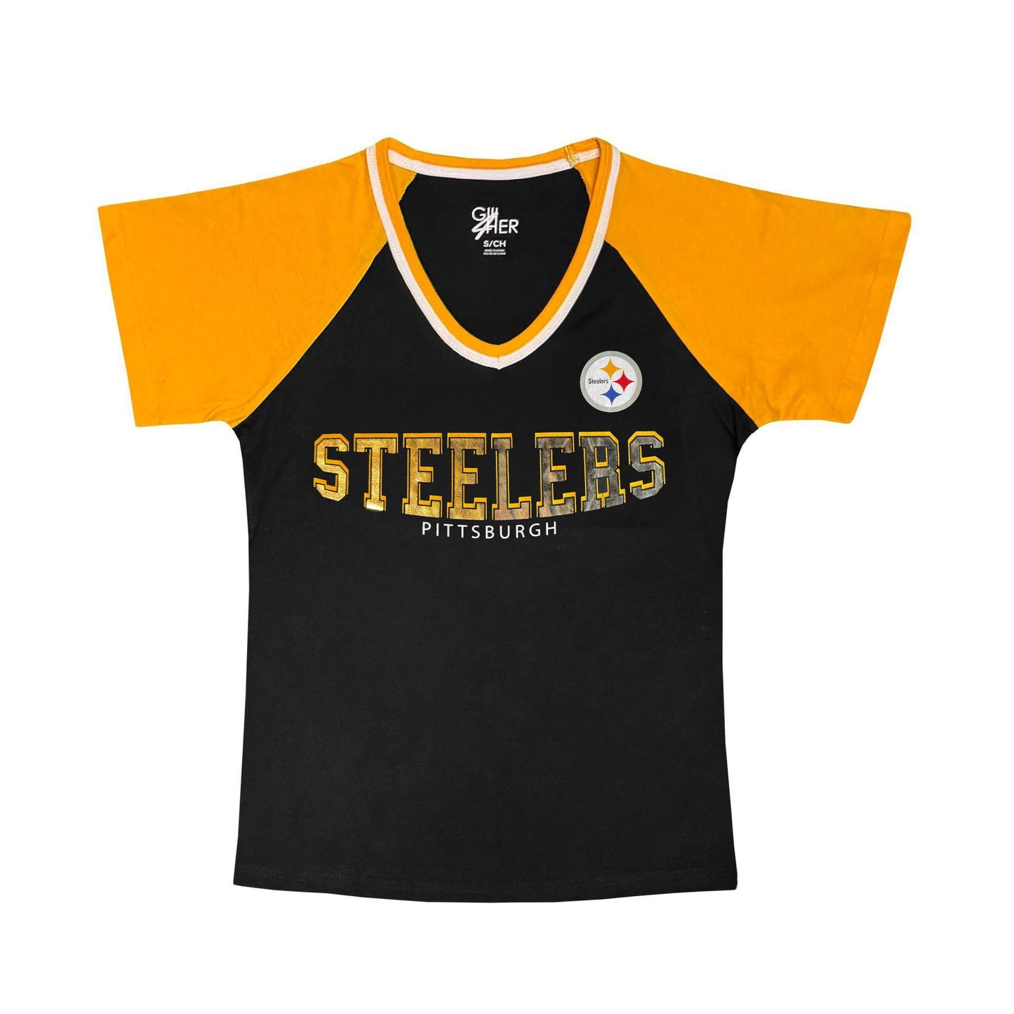 Women's Pittsburgh Steelers Shimmer V-Neck Top