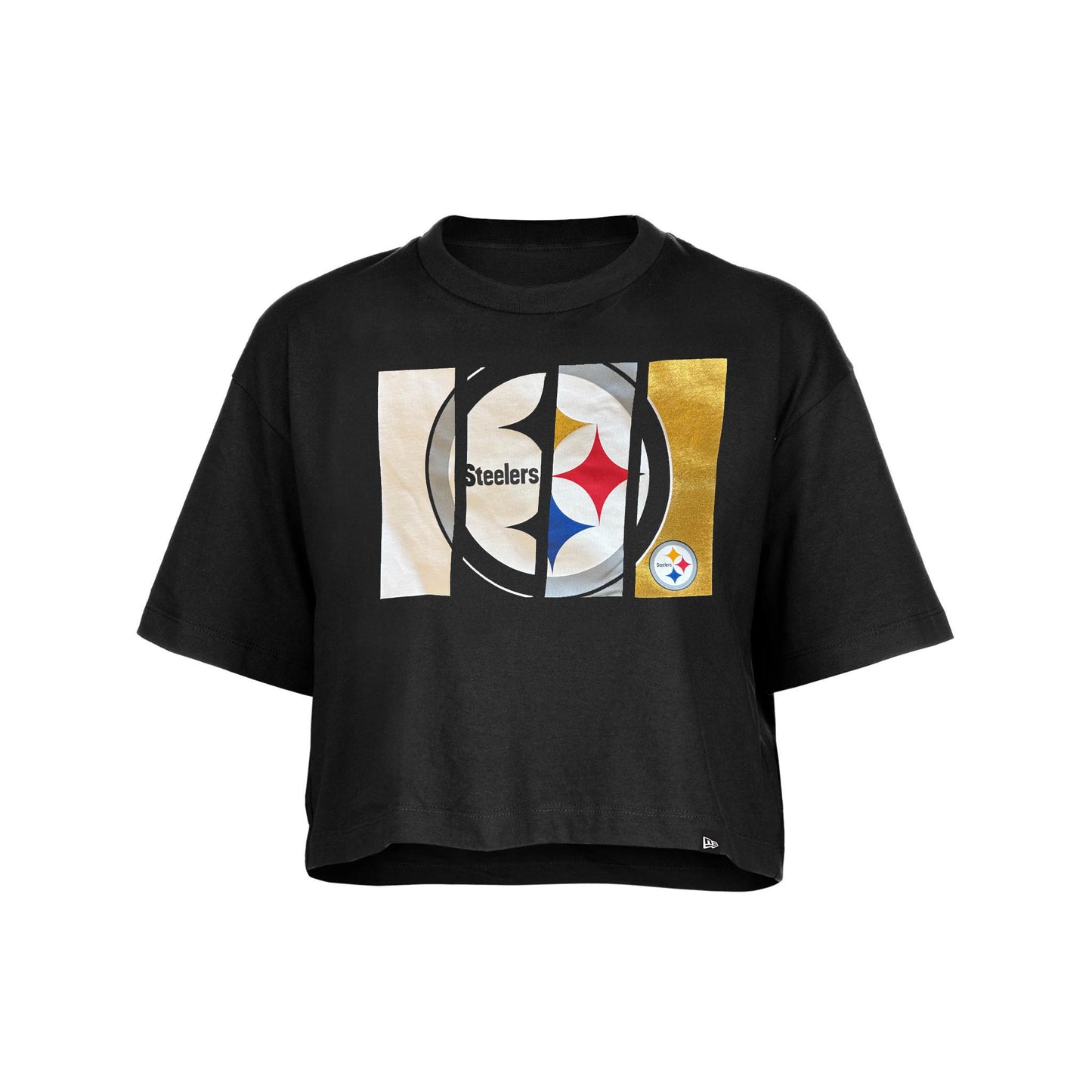 New Era Women's Pittsburgh Steelers Panel Boxy Black T-Shirt