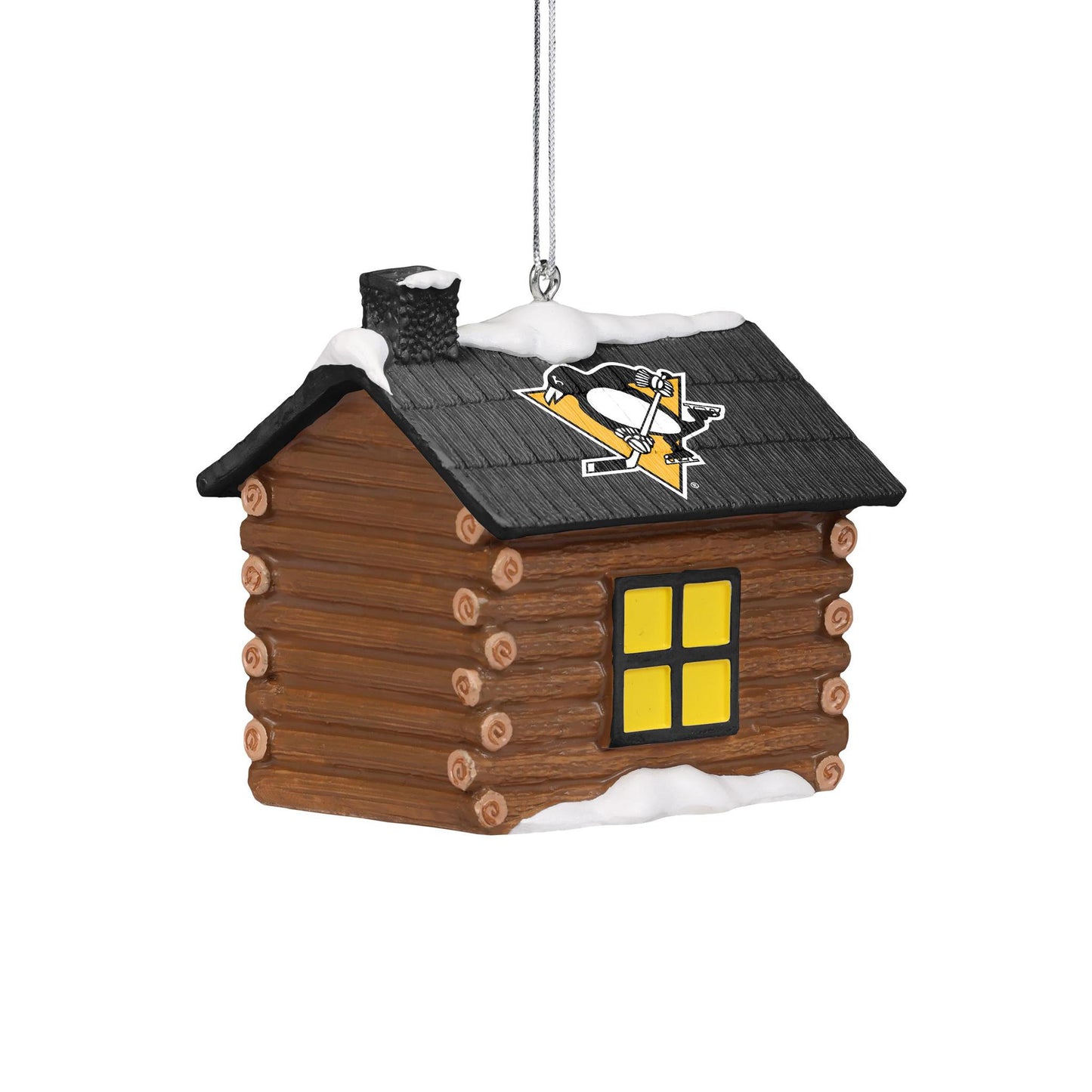Pittsburgh Penguins Log Cabin Holiday Ornament