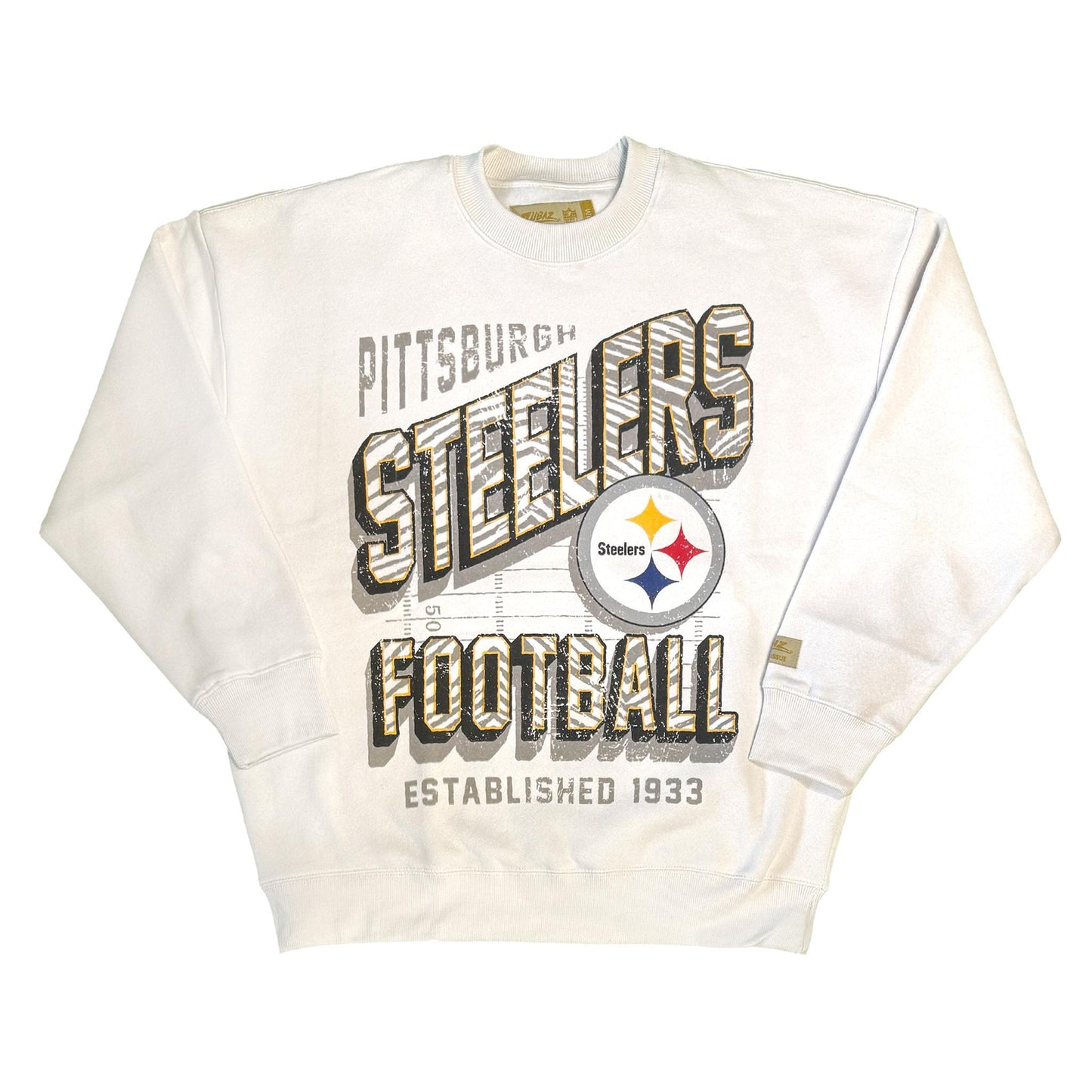 Pittsburgh Steelers Zubaz 90s Vintage First Down Drop Shoulder Crewneck