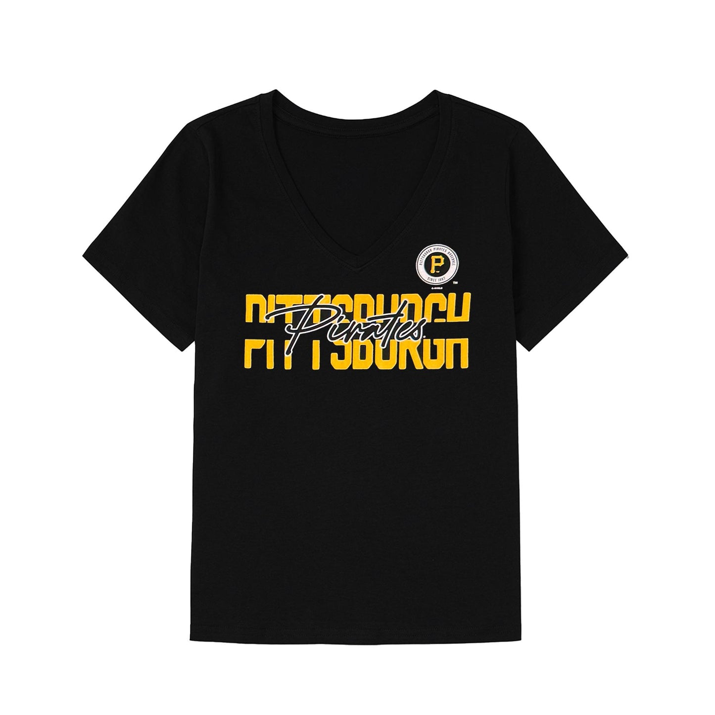 Pittsburgh Pirates Women's V-Neck Script Tee