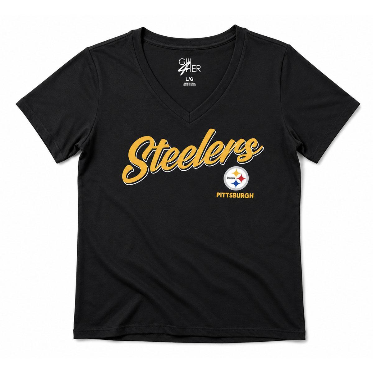Pittsburgh Steelers Women's Script V-Neck Top