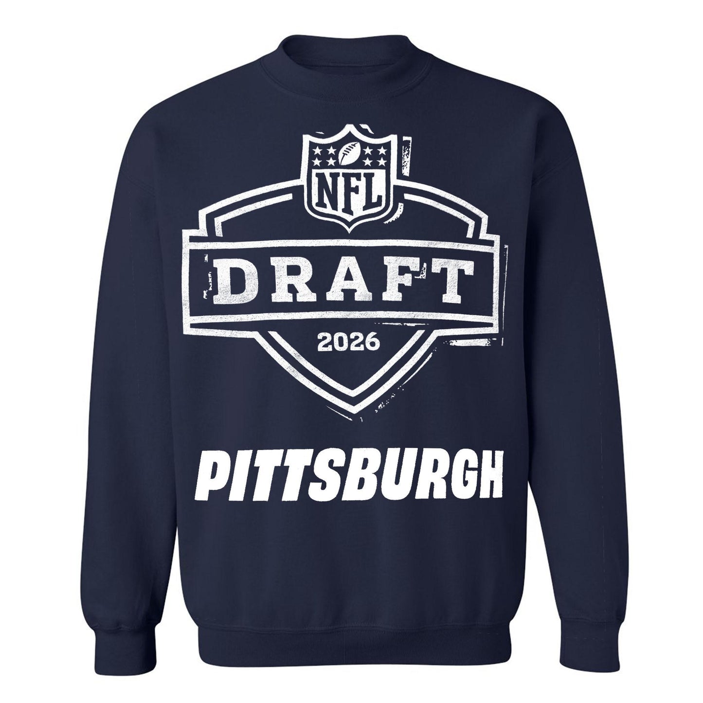 NFL Draft 2026 Pittsburgh Navy Logo Crew Neck Sweatshirt