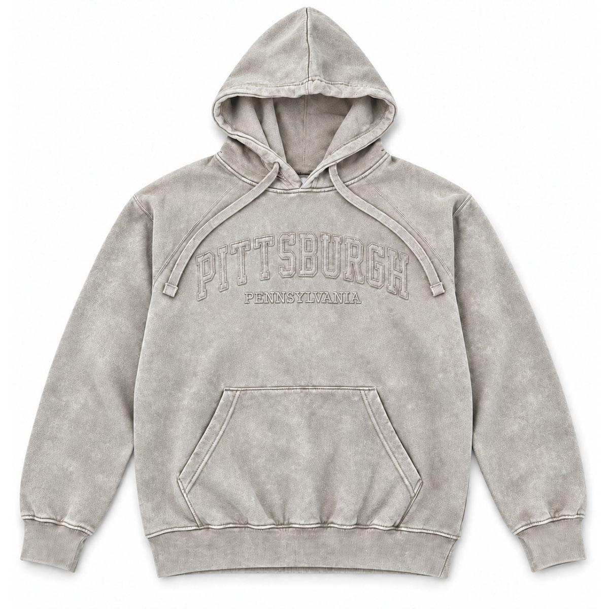 Pittsburgh Pennsylvania Appliqué Hoodie x Silver