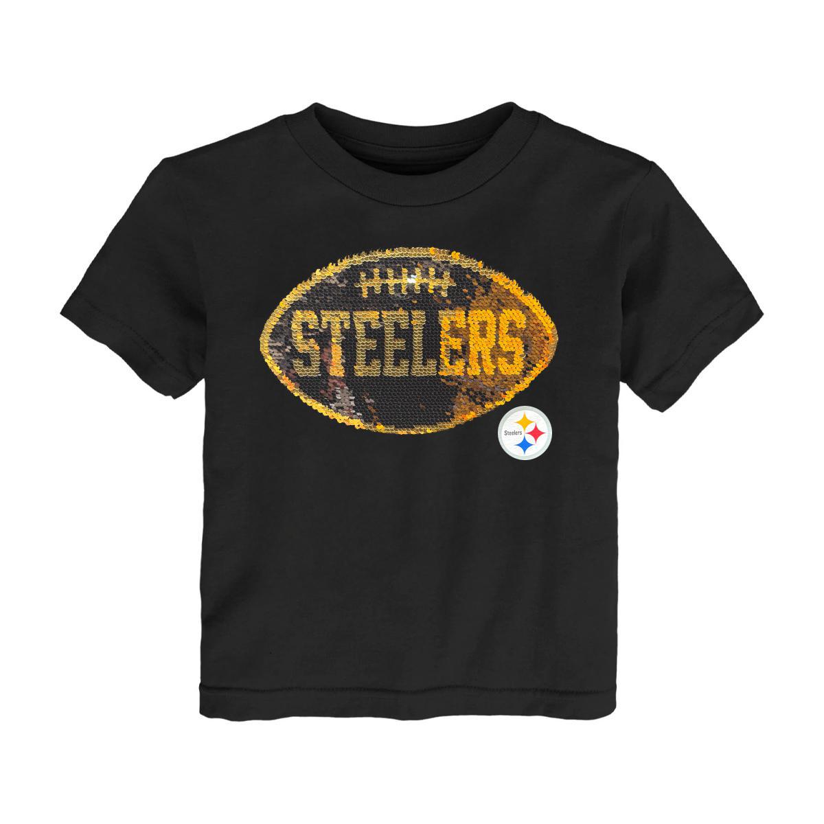 Girls Pittsburgh Steelers Sequin Football Top