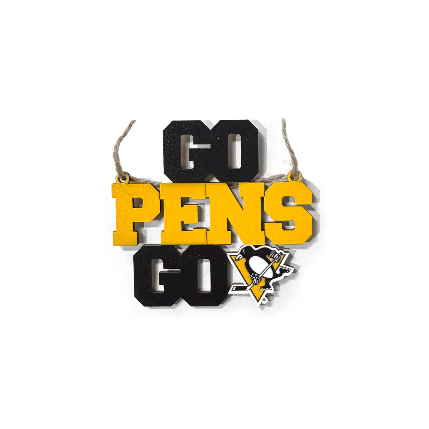 Pittsburgh Penguins GO PENS GO Wooden Ornament