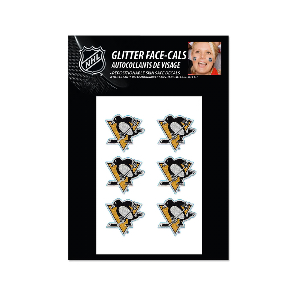 Pittsburgh Penguins 6pk Glitter Tattoo