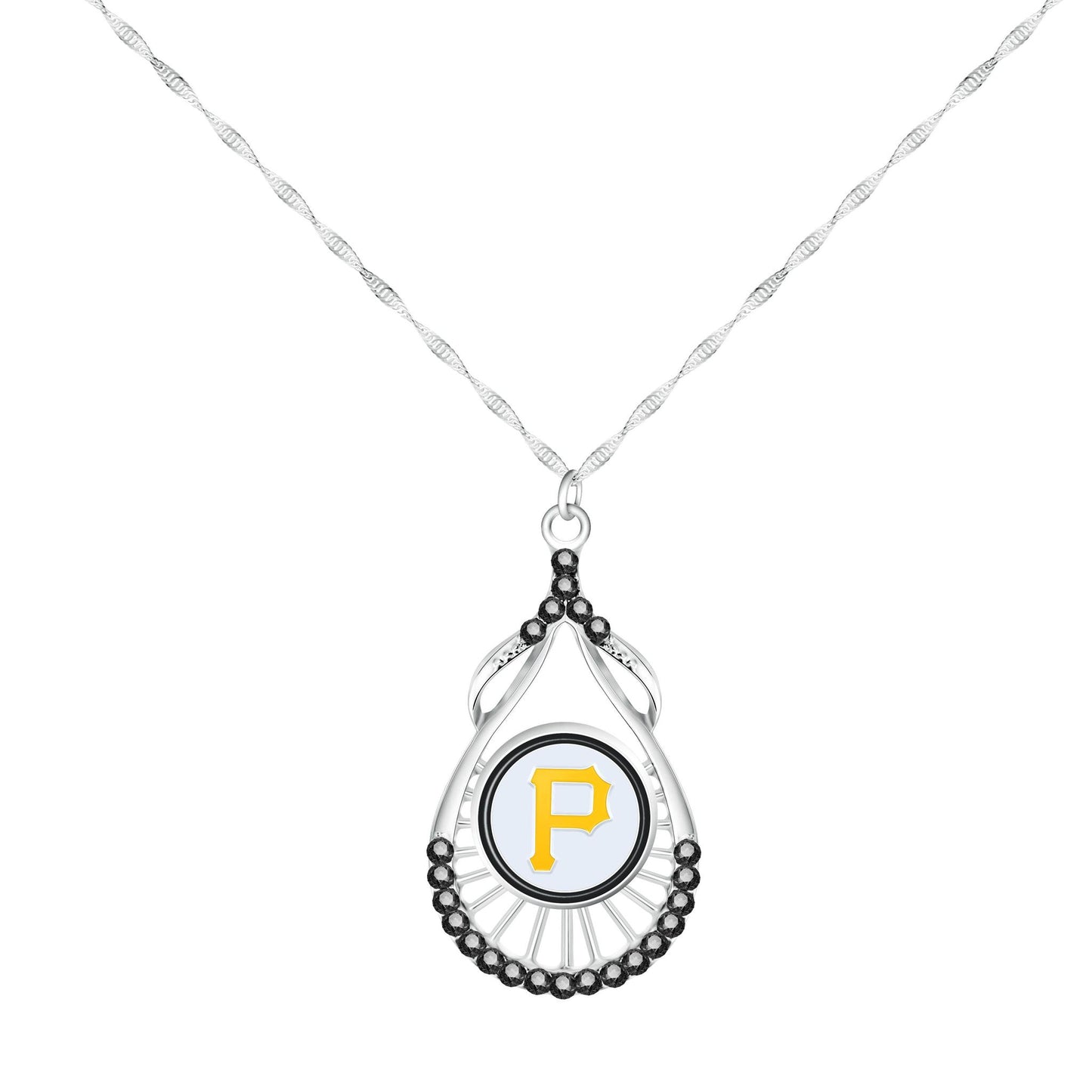 Pittsburgh Pirates Tear Drop Rhinestone Pendant Necklace