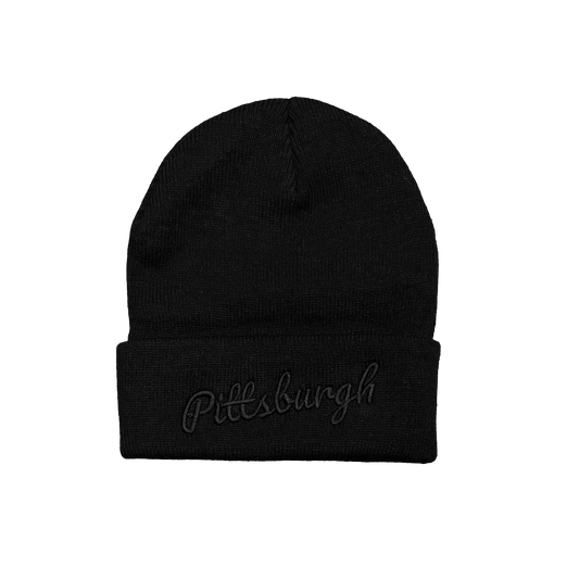 Pittsburgh Script Blackout Beanie