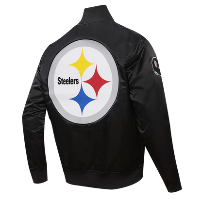 Pittsburgh Steelers Big Logo Black Satin Jacket