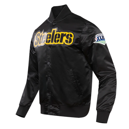 Pittsburgh Steelers Big Logo Black Satin Jacket