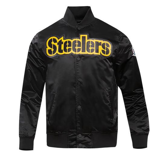 Pittsburgh Steelers Big Logo Black Satin Jacket