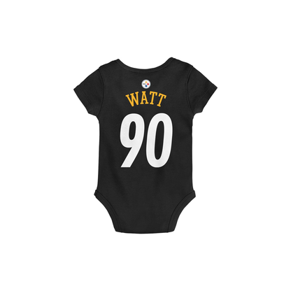 Infant T.J. Watt Black Pittsburgh Steelers Mainliner Player Name & Number Bodysuit