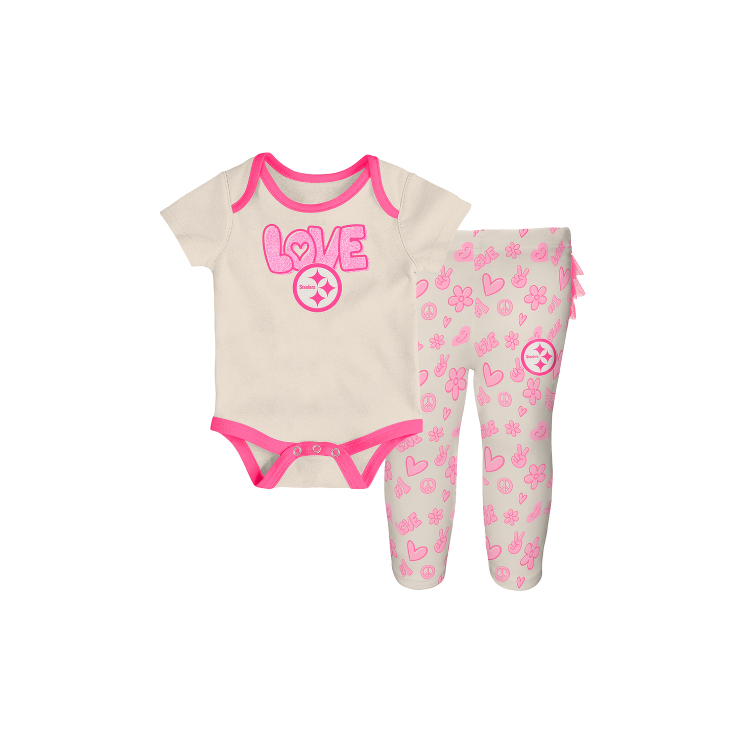 Pittsburgh Steelers Girls Newborn & Infant All The Love 2 Piece Bodysuit and Pants Set