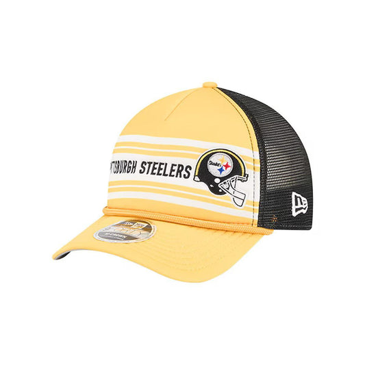Pittsburgh Steelers New Era Gold Linear A-Frame 9FORTY Adjustable Hat