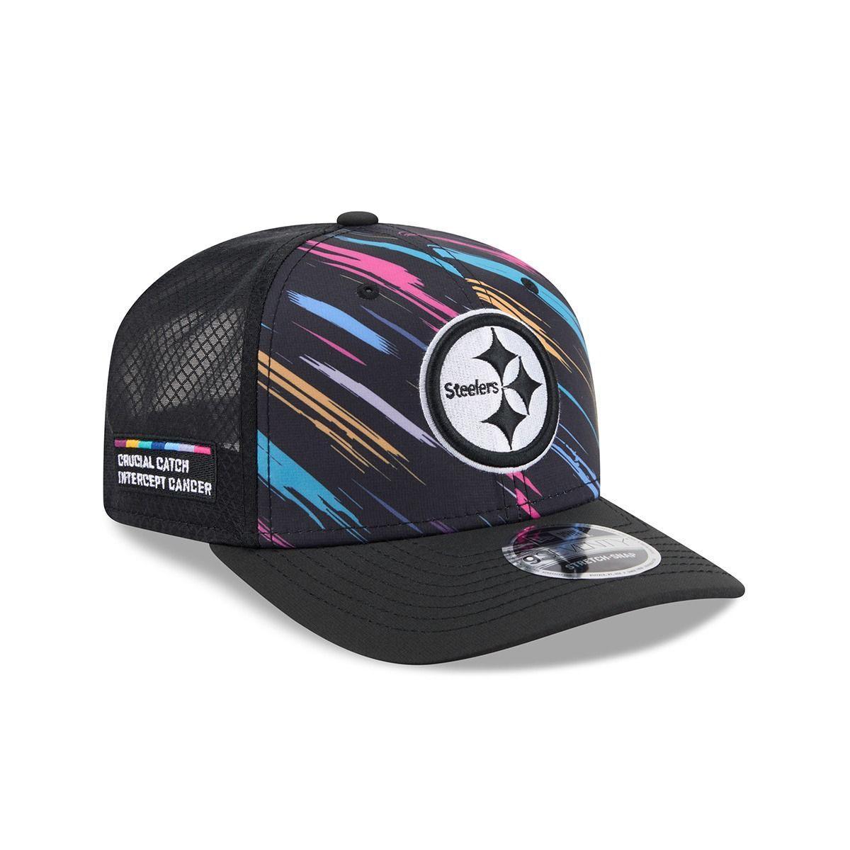 Pittsburgh Steelers New Era Black 2026 NFL Crucial Catch 9SEVENTY Adjustable Trucker Hat