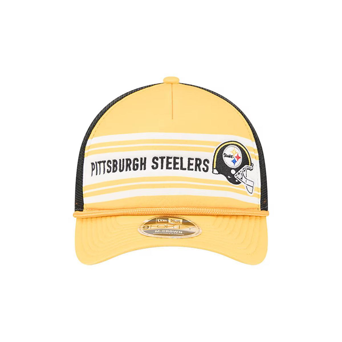 Pittsburgh Steelers New Era Gold Linear A-Frame 9FORTY Adjustable Hat