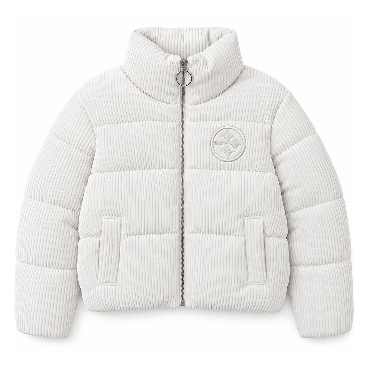 Women's Pittsburgh Steelers Starter White Double Score Bubble Jacket