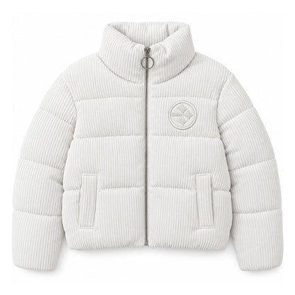 Women's Pittsburgh Steelers Starter White Double Score Bubble Jacket